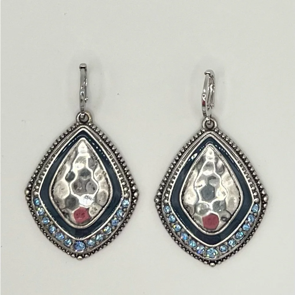 Premier Designs Silver and Blue Teardrop Earrings